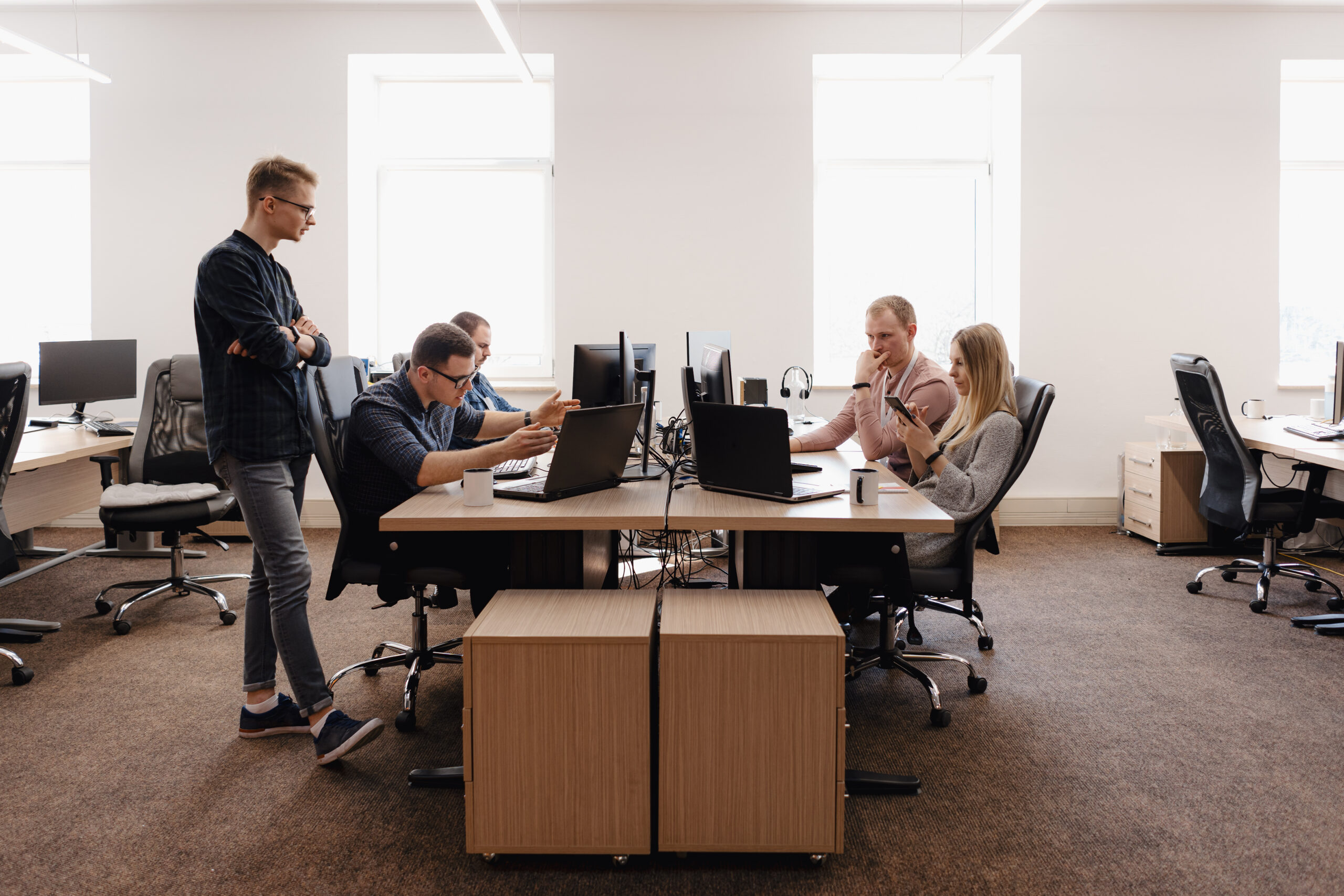 group of young business people working at the office