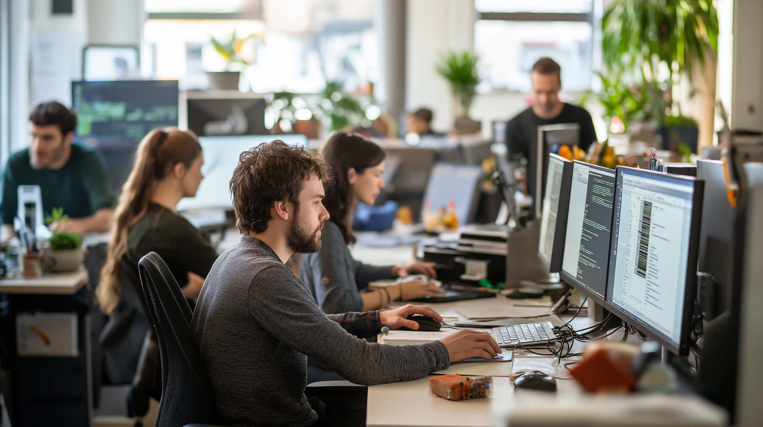 pessoas a trabalhar no computador